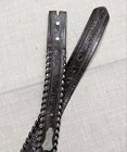 Vintage Tooled Buckle Belt 30 Cowhide Leather Western Nickel Silver Concho Laced