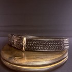 Js Leather Belt Size 32  Off Duty Black Basket Weave Chrome Buckle