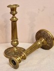 Pair Of Antique Brass Candlesticks Louis Philippe Finely Chased France 19th C