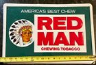 Vintage Red Man Chewing Tobacco Metal Sign 18x12
