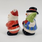 Vintage Santa Claus Snowman Christmas Holiday Salt   Pepper Shaker Set