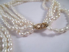 Vintage 5 Strand Cultured Freshwater Pearl Necklace 14k Gold Clasp 24-1 2 
