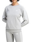 Adidas Women Essentials 3-stripes Fleece Sweatshirt Grey Heather Size Xl - New