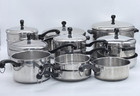 19 Pieces Vintage Farberware 3 6 8 Qt Stock Pot 7  10  Frying Saute Sauce Pans