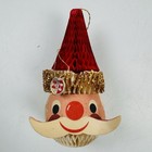 Vintage Holt Howard Honeycomb Santa Ornament Japan Mica Trim Tag   String