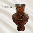 Vintage Chinese Carved Cinnabar Lacquer Vase 6 5  Red Landscape Art Decor