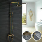 Antique Brass Bathroom Shower Faucet Set Shower Fixture Rainfall Head Tub Spout