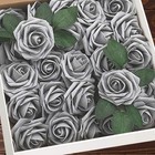 Artificial Flowers 25 Pcs Real Looking Grey Foam Fake Roses W  7  Stems Wedding