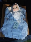 Vintage 1981 Gerber Baby Doll With Lace Christening Gown  Bonnet   Wicker Bed