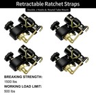 4x Ladder Rack Ratchet Straps W  J-hook 1 5 x7 5  Black Retractable Ratchet Tie