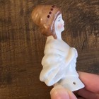 Vintage Porcelain Half Doll Brush Handle Germany Elegant Bonnet Lady Pin Cushion