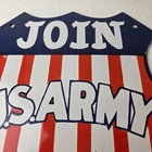 Vintage Join Us Army Porcelain Sign - American Shield Advertising Man Cave