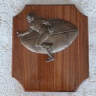 Vintage Wood Wall Plaque With Metal Football Player Sports