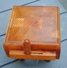 Vtg Solid Maple Mini Butcher Block  Stainless Steel Clever Knife Combo Taiwan