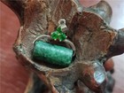 Chinese Artisan Hand-carved Delicate Natural Jadeite Bucket Bead Pendant 344