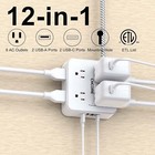 Surge Protector Power Strip With 8 Outlets   4 Usb Ports  5ft Cord  White