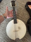 Rare Vega Style K Banjo Mandolin Banjolin 8 String W  Case Rogers Skin Head