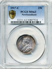 1917-c Newfoundland 25 Cents - Choice Uncirculated  Pcgs Ms63