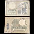 1906-1910 German 10   100 Mark Banknote Imperial Kaiserreich Currency Jugendstil