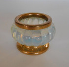 Vintage Italian Murano Style Opalescent Glass Salt Cellar With Brass Accents