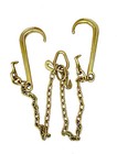 50  V Bridle Steel Towing Chain G70  W  Dual 15  J-hook   R Cluster Grab Hooks