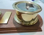 Vtg Bell Clock Co   Ships Bell Brass Clock   Barometer On Wood Wall Mount Quartz