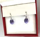 Baccarat Purple Parme Crystal Tentation Sterling Silver Dangle Earrings In Box