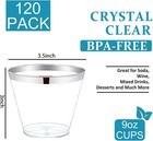 120pcs Silver Disposable Plastic Cups 9 Oz Clear Plastic Cups disposable Wine
