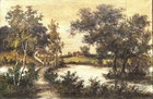 Antq 19th C European Original Large O c  village Landscape  Signed H  Ludden