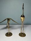 Set Of 2 Solid Brass Cranes Heron Egrets Bird Figurine Statues Decor