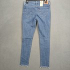 Levi s 711 Skinny Jeans Womens M Blue Denim Stretch Mid Rise Distressed Raw Hem