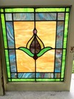    pair Of Antique 1920s Art Deco Stained Leaded Glass Windows Baltimore 23x29   