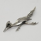 Vintage Navajo Handmade Sterling Silver Turquoise Roadrunner Brooch