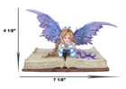 Ebros Amy Brown Purple Lavender Book Worm Fairy With Pet Dragon Statue 7 25 l