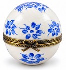 Rare Vintage Limoges  France Porcelain Trinket Box With Miniature Tea Set Inside