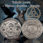 Silver Viking Odin Coin Ancient Norse Mythology Valhalla And Runes Collectible