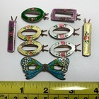 Lot Guilloche Enamel 8 Hair Barrettes Rose Floral 1 Brooch Bow Pin Vintage
