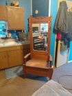     Antique Oak Hall Tree With Storage Bench   Mirror - All Original Finish  Style