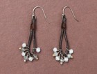 Sundance Catalog Sterling Silver Leather Loop Labradorite Teardrop Earrings Nib