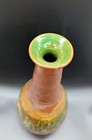 Vintage Studio Art Pottery Vase Green   Brown Drip Glaze Signed Mc 11 