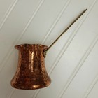 Hammered Copper Turkish Arabic Coffee Pot W  Intricate Ornate Brass Handle 6 