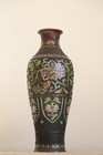 Antique Cloisonne Copper Enamel Vase Large Lotus Pattern Handmade Qing Style