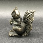 Vtg Small Bronze Red Squirrel W Nut Figurine Standing Desktop Paperweight 2 25 h
