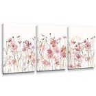  Pink Flower Wall Art Bedroom 3 Piece Romantic Floral Wildflower Pink Flowers