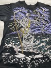 Vintage 1990s Liuid Blue Skeleton All Over Print Grim Reaper Rare 1994