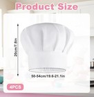 4 Pack Chef Hats For Kids - Adjustable Kids Chef Hat  Comfortable   White 