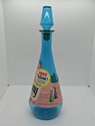 Rare Vintage 1967 Downey Peacock Blue Empty Glass Vase Genie Bottle Mcm 13 5   