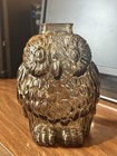 Set Of Two Vintage Amber Glass Owl Coin Banks