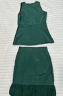 Vtg  Fiandaca Small 2 Piece Skirt Set Emerald Green 100  Wool Made In Usa Rare 