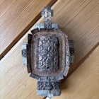 Vintage Folk Art Hanging Wall Cross Rustic Mixed Media Wood Metal